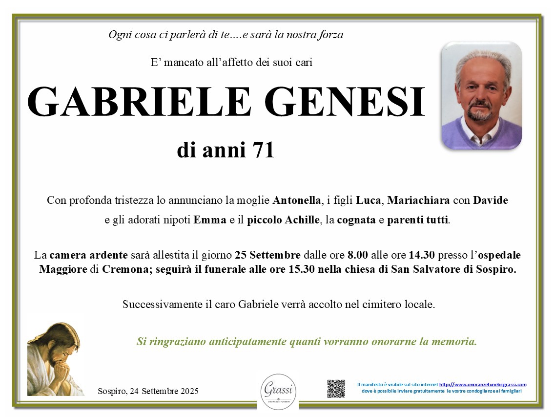 Necrologio di GABRIELE GENESI