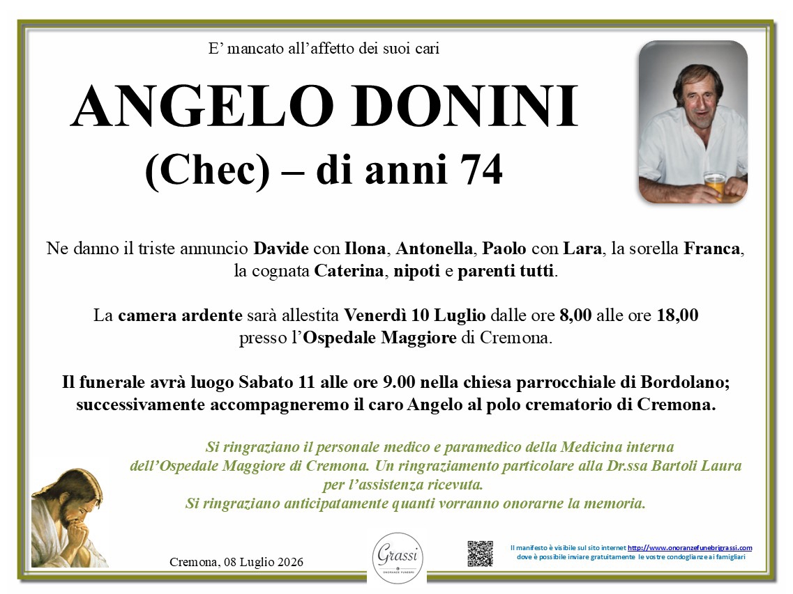Necrologio di ANGELO DONINI